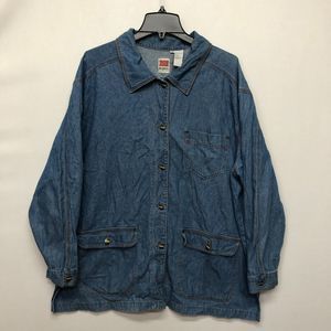 Vintage Marisa Christina Women Jean Shirt Jacket Size 2X Blue Denim M103 13